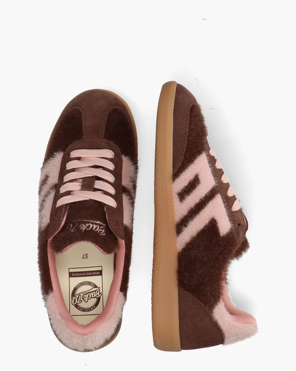 Cloud Mohair Donkerbruin/Roze Damessneakers