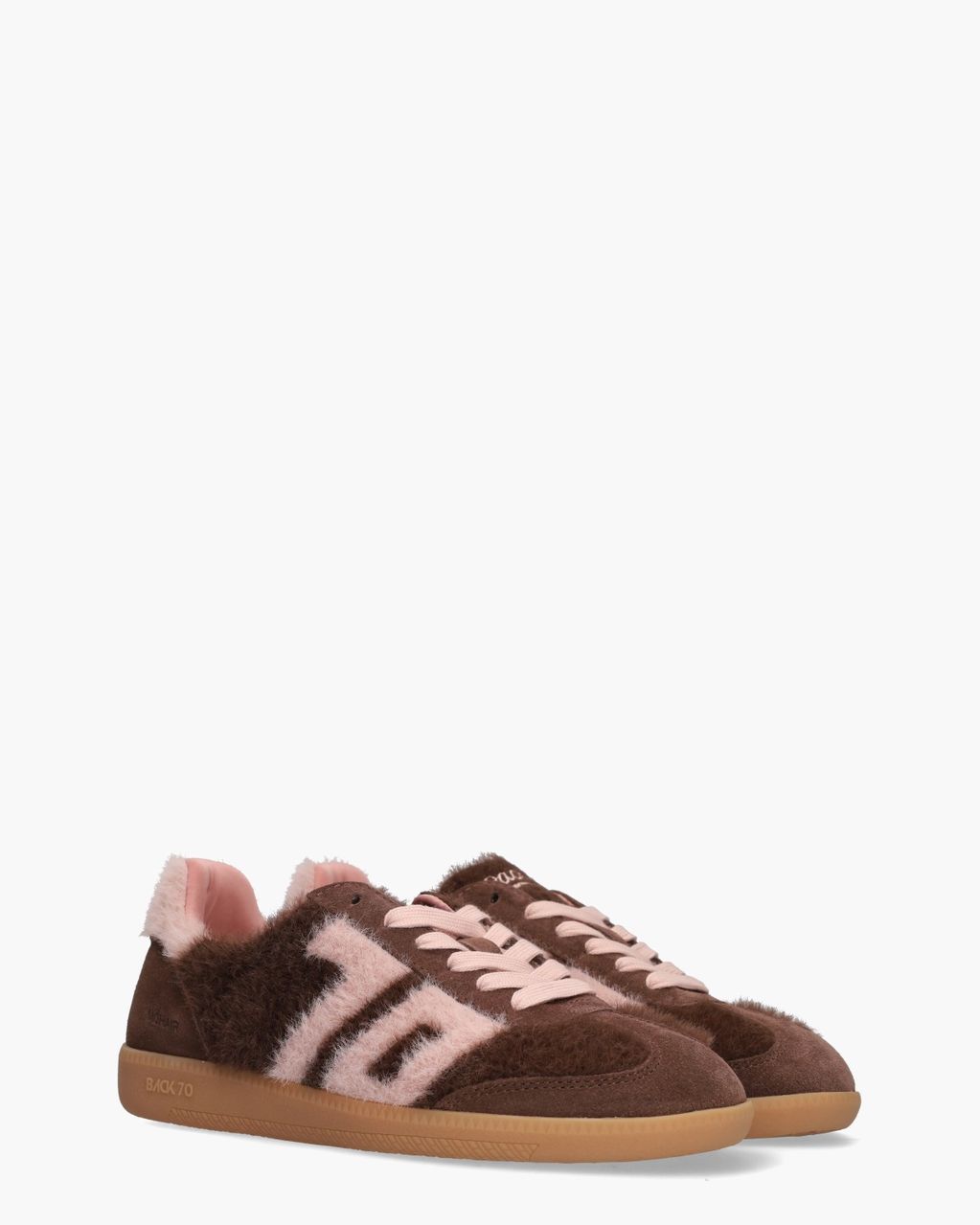 Cloud Mohair Donkerbruin/Roze Damessneakers