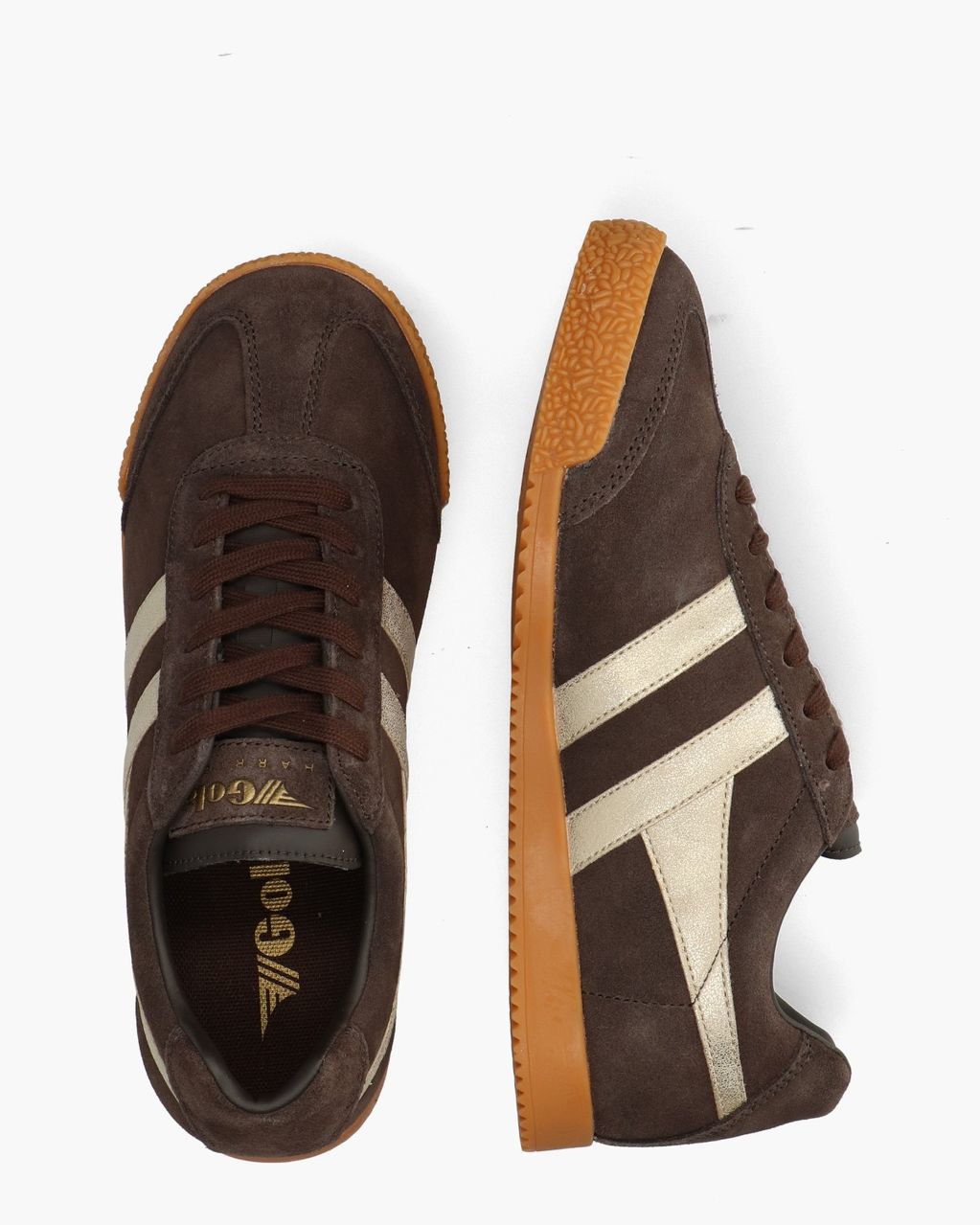 Harrier Mirror Donkerbruin/Goud Damessneakers