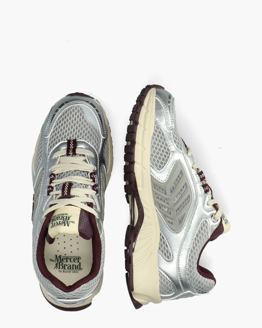 The Re-Run EVO Silver Zilver/Bordeaux Damessneakers