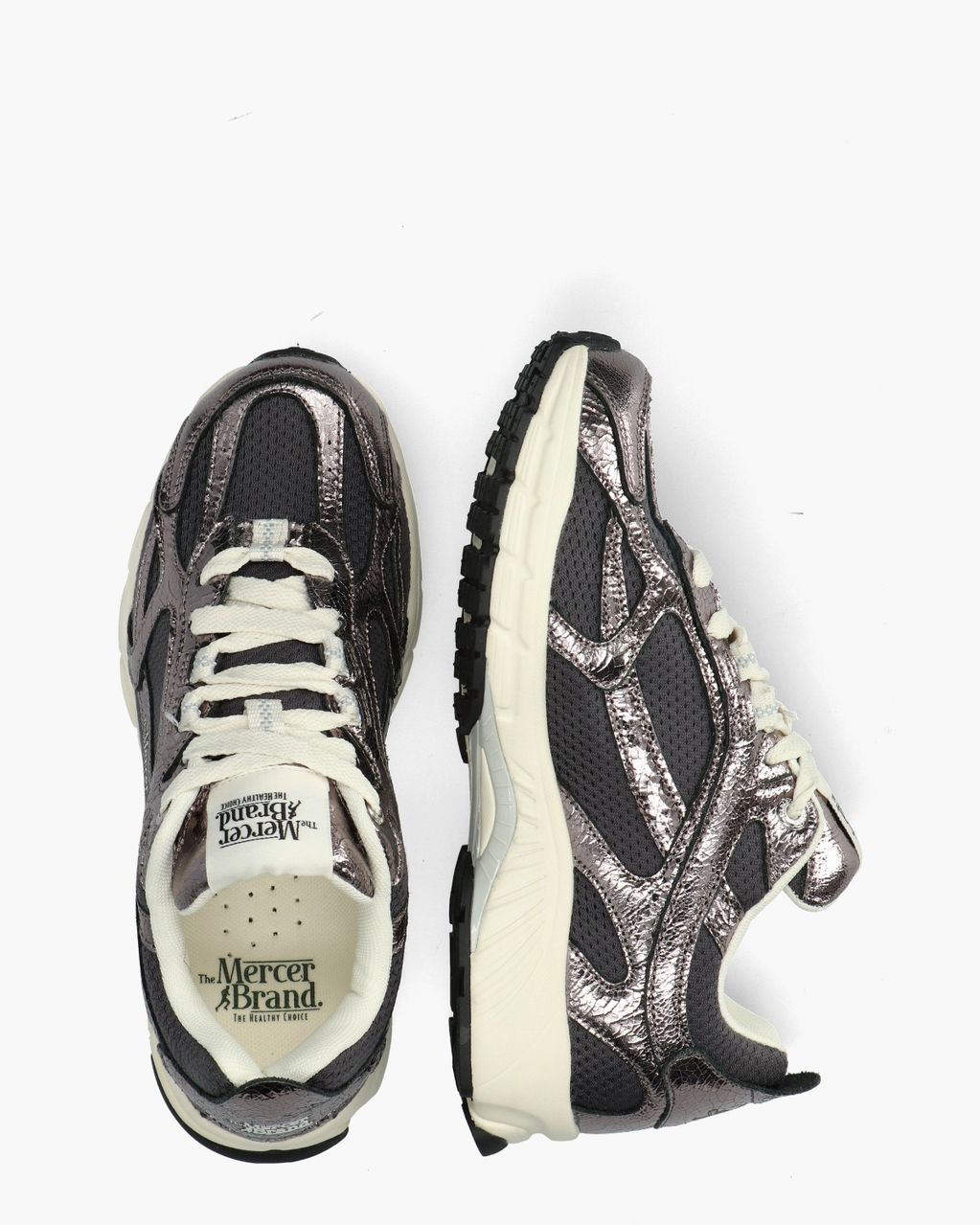 The Re-Run Cracked Donkergrijs Damessneakers