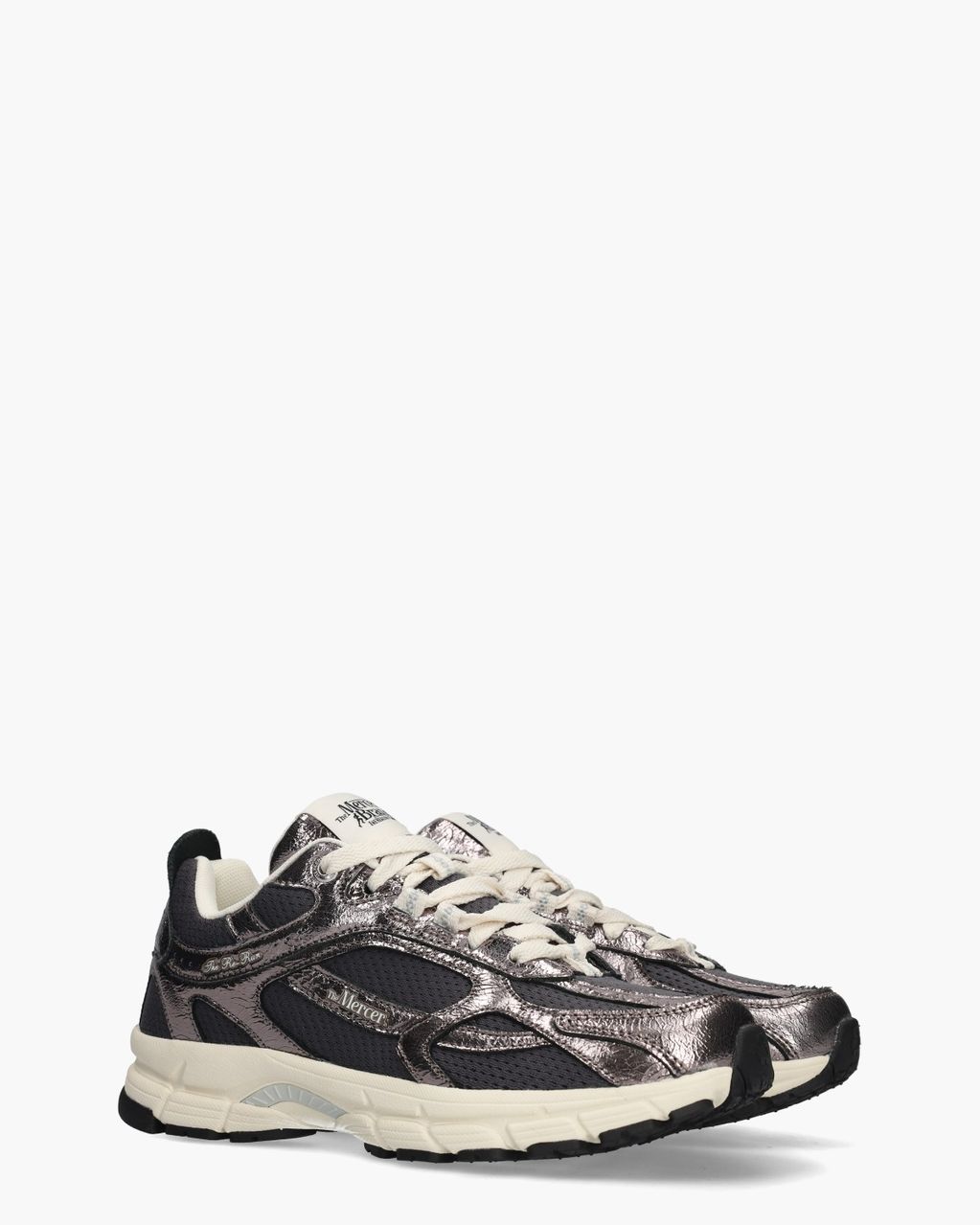 The Re-Run Cracked Donkergrijs Damessneakers