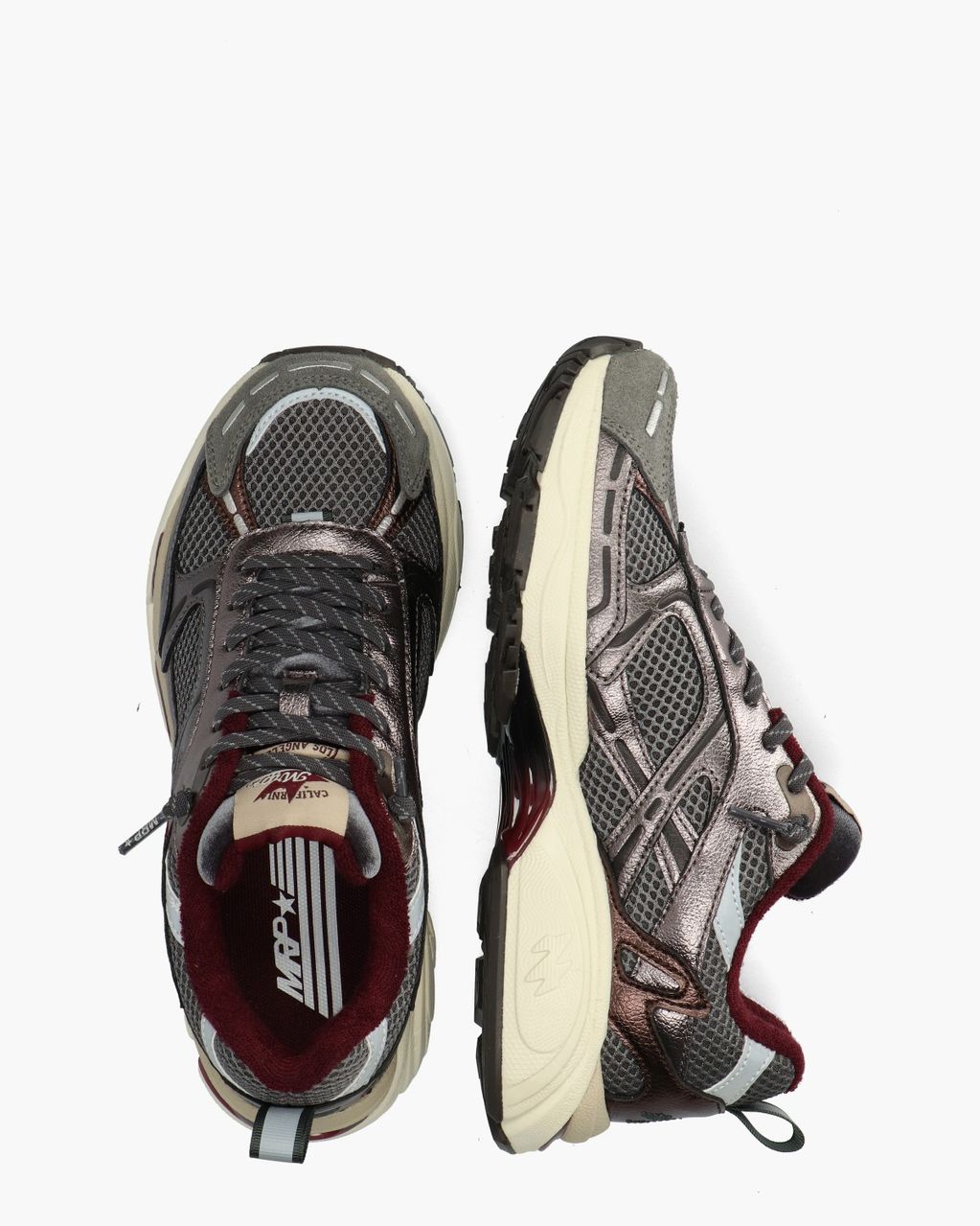 Melrose V.60 Grijs/Bordeauxrood Damessneakers