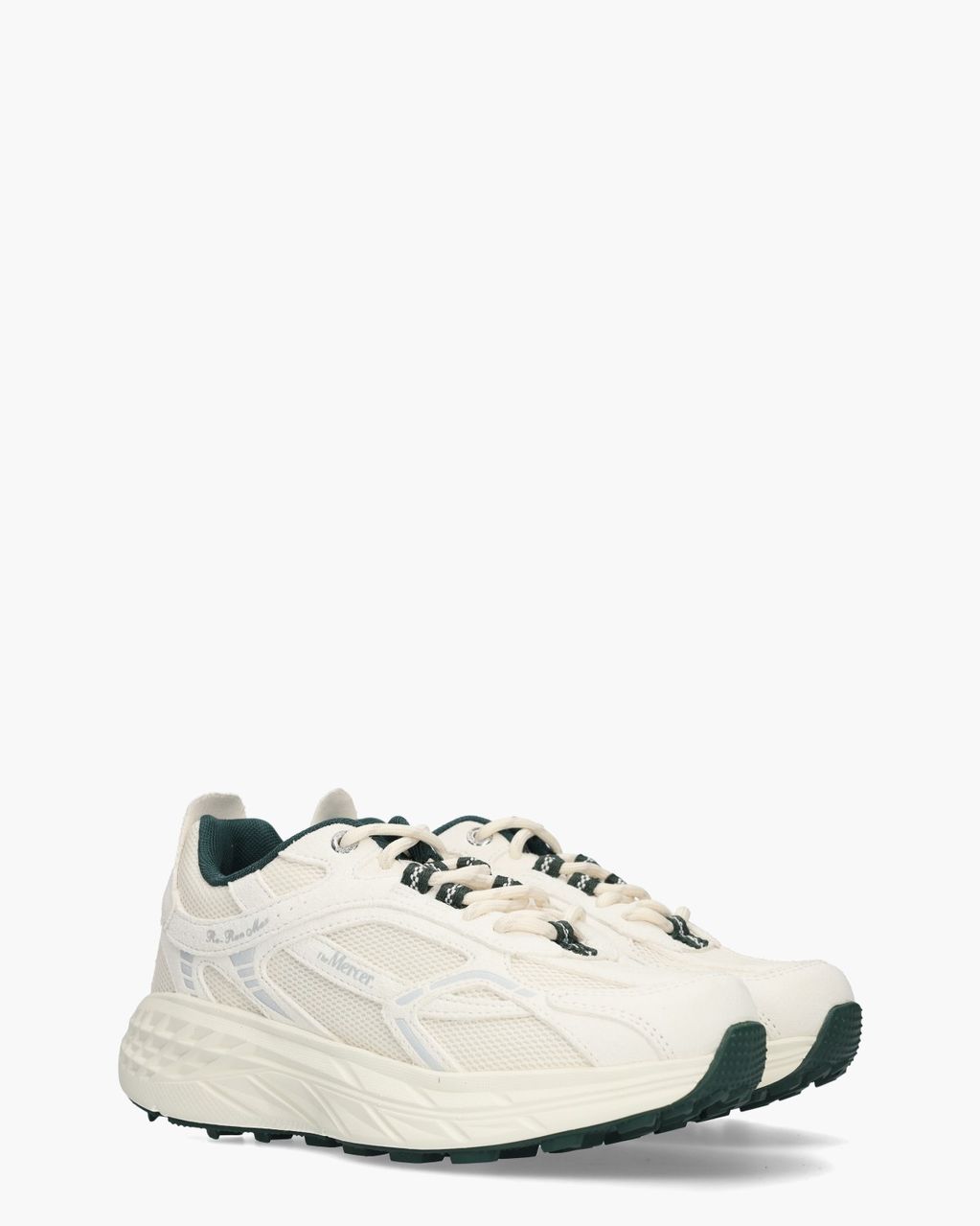 The Re-Run Max Suède Off-White/Donkergroen Damessneakers