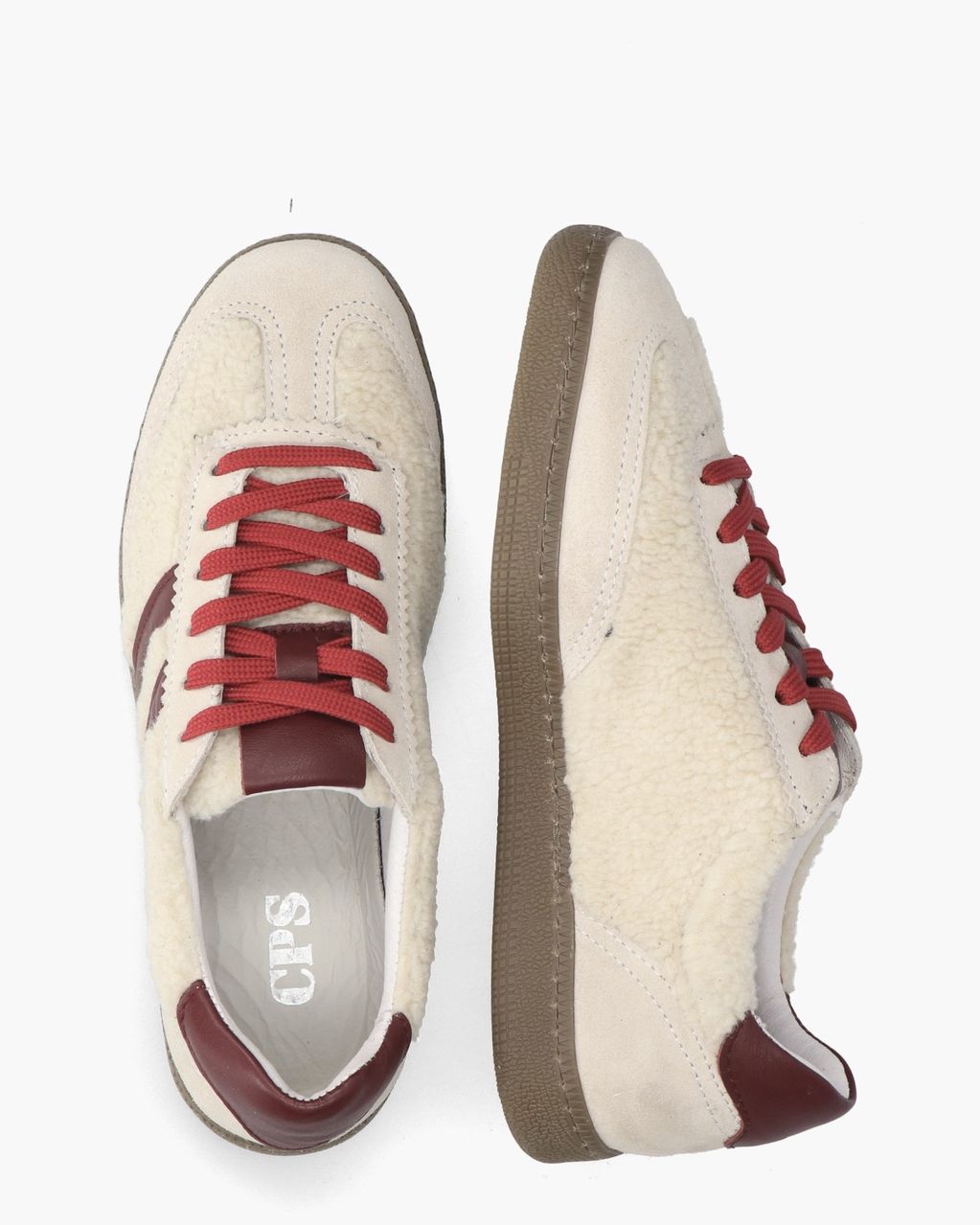 Yoel Off-White/Bordeauxrood Damessneakers
