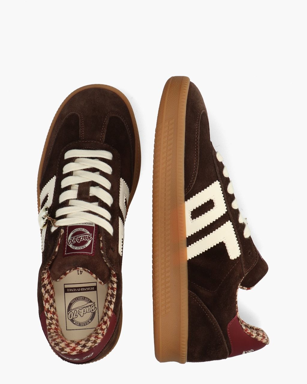 Double Donkerbruin/Off-White Herensneakers
