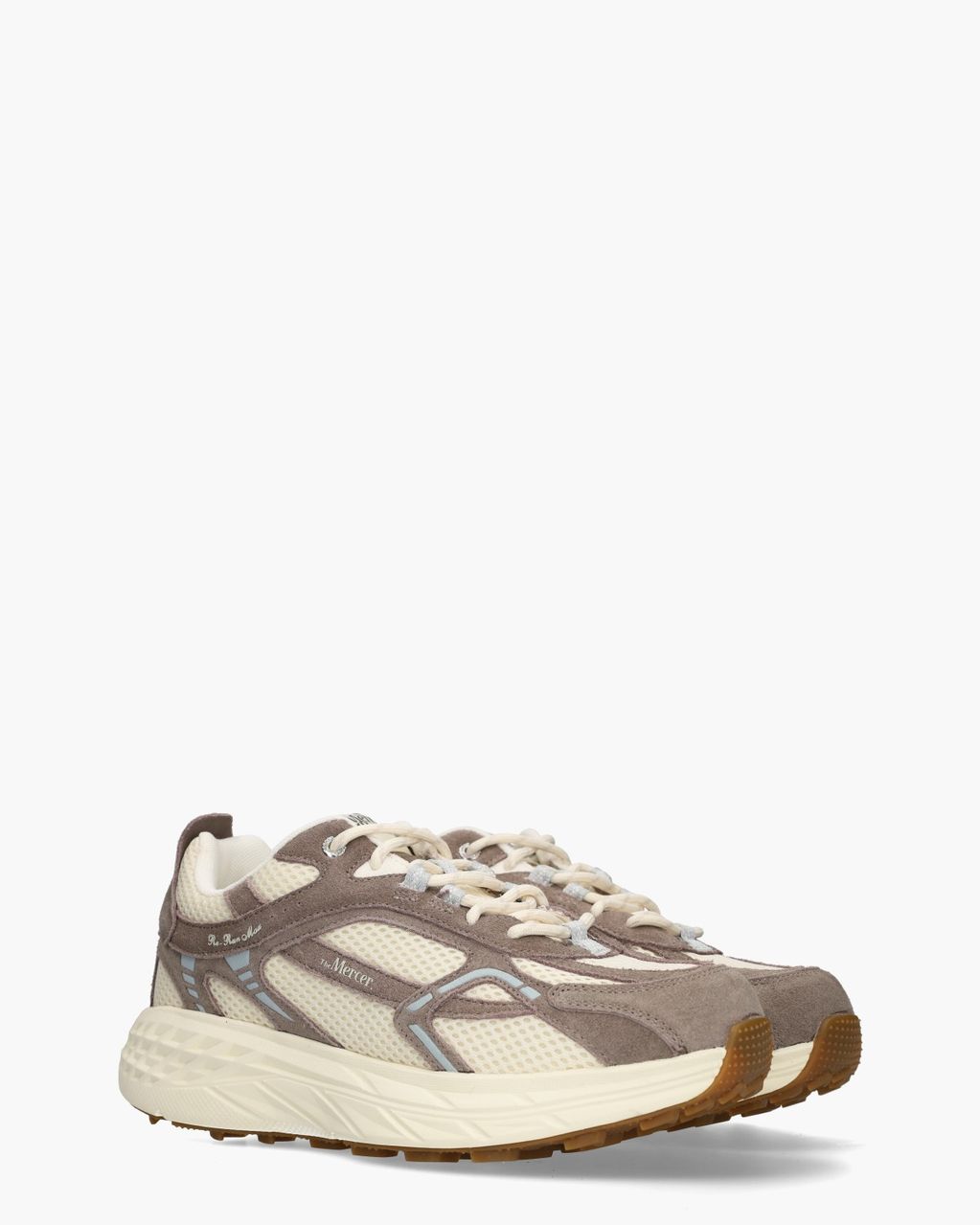 The Re-Run Max Suède Off-White/Taupe Herensneakers