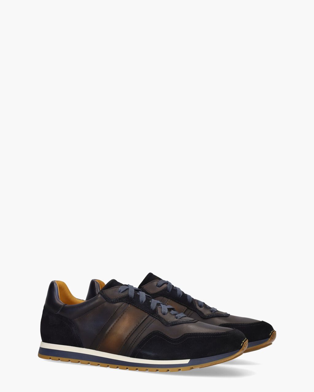 26099 Donkerblauw/Cognac Herensneakers