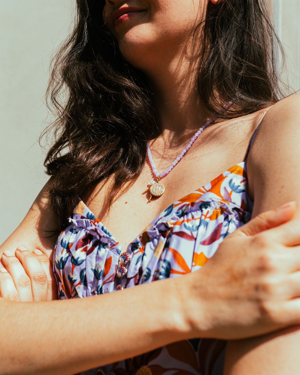 Pendant Trio Necklace Lila Ketting