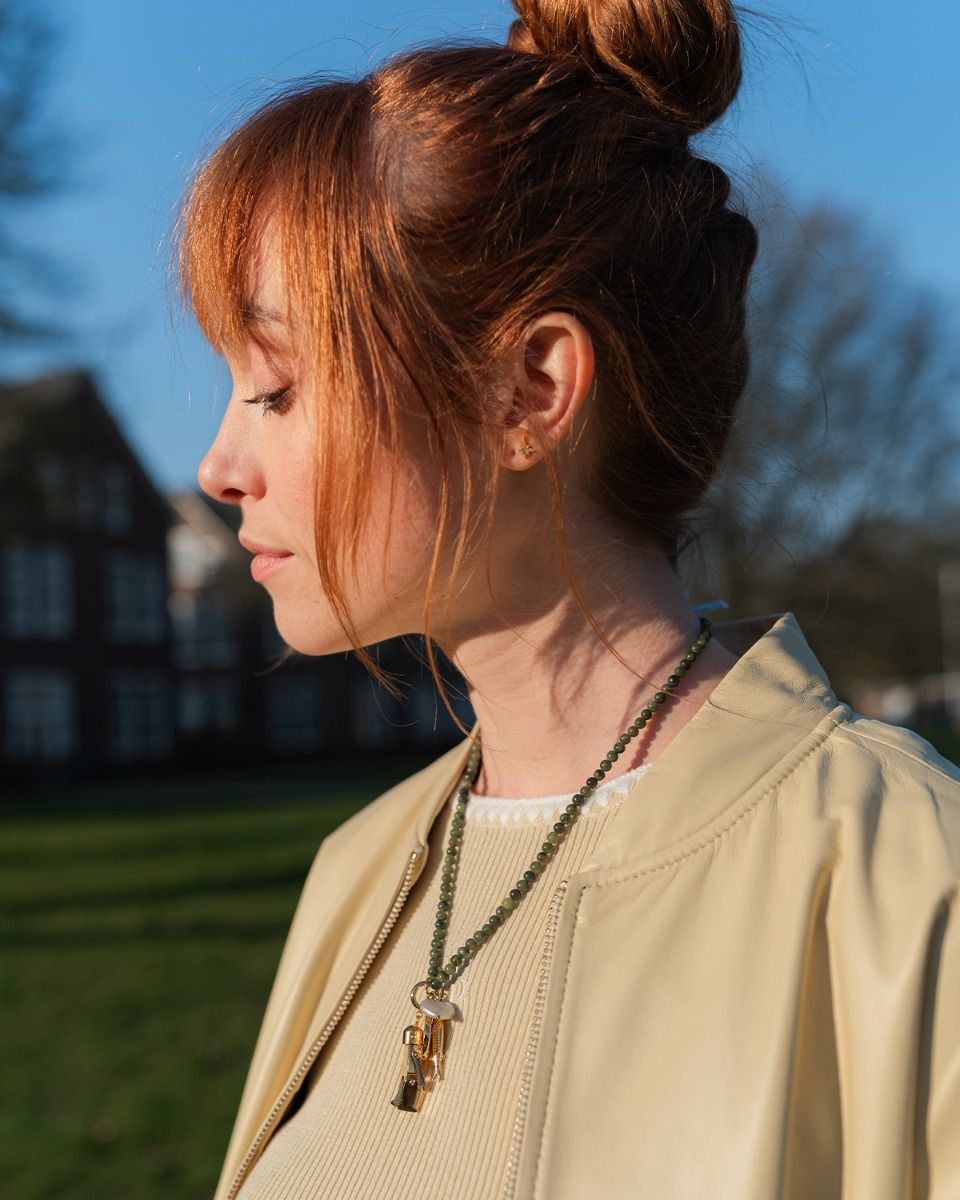 Pendant Trio Necklace Donkergroen Ketting