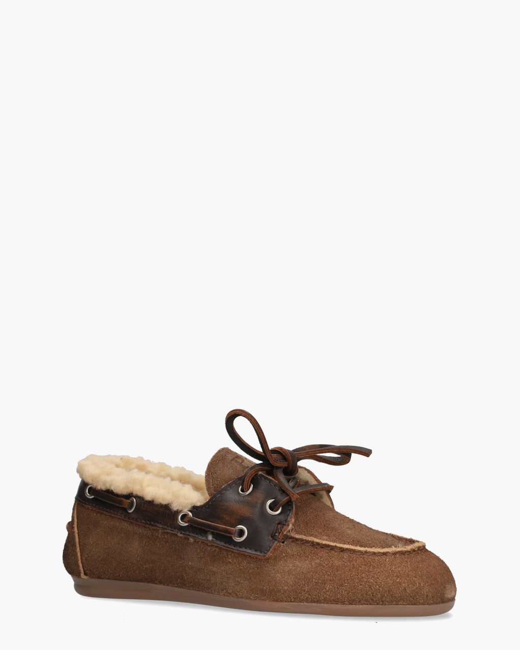 Boat Loafer Brushed Fur Bruin Dames Veterschoenen