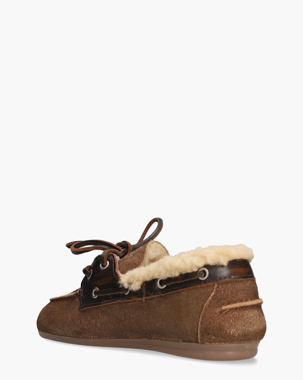 Boat Loafer Brushed Fur Bruin Dames Veterschoenen