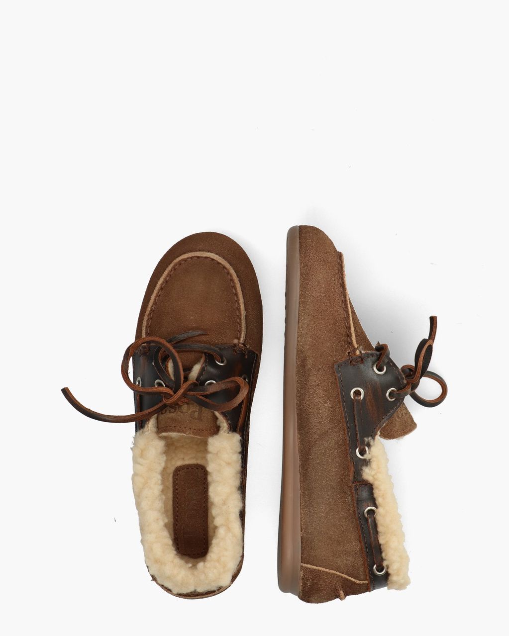 Boat Loafer Brushed Fur Bruin Dames Veterschoenen