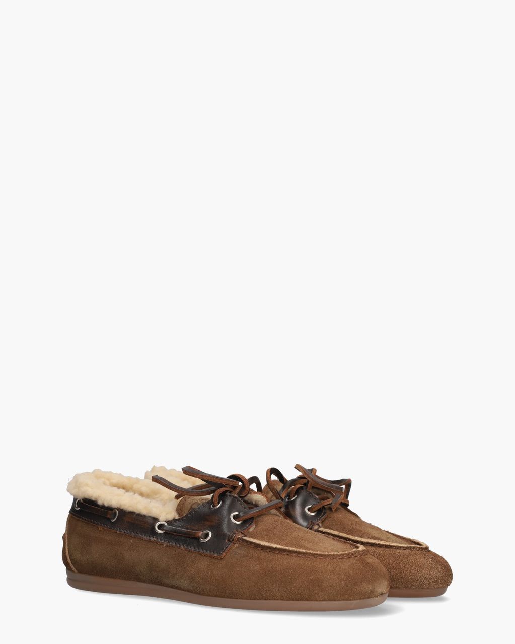 Boat Loafer Brushed Fur Bruin Dames Veterschoenen