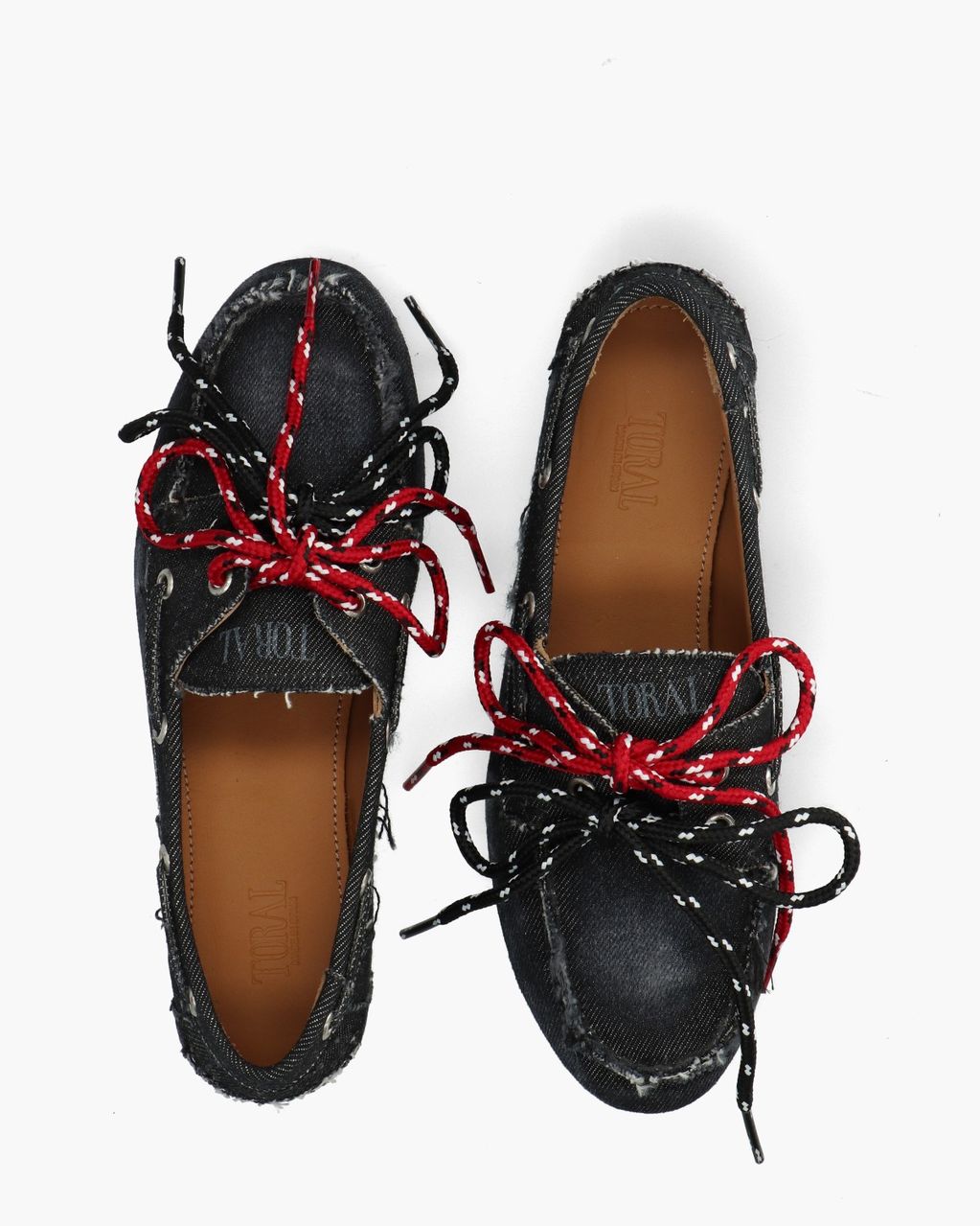 Nahua Tejano Zwart Denim Dames Veterschoenen