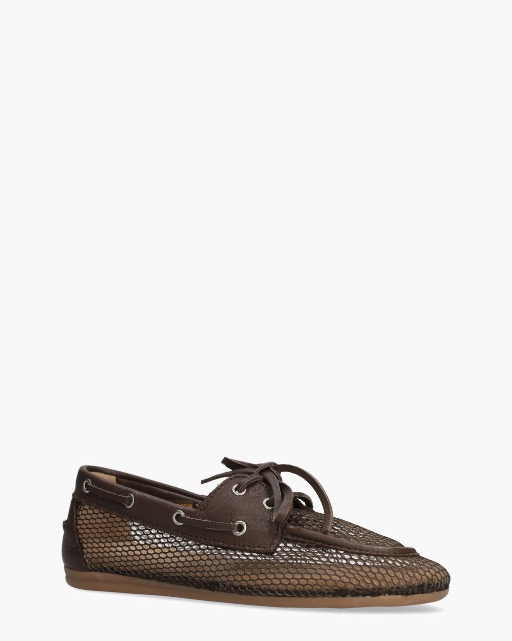Boat Loafer Mesh Donkerbruin Dames Veterschoenen