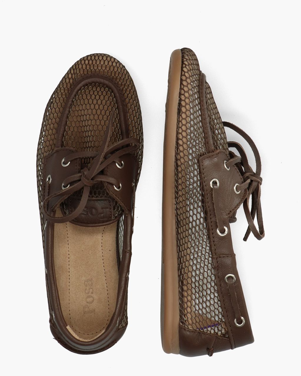 Boat Loafer Mesh Donkerbruin Dames Veterschoenen