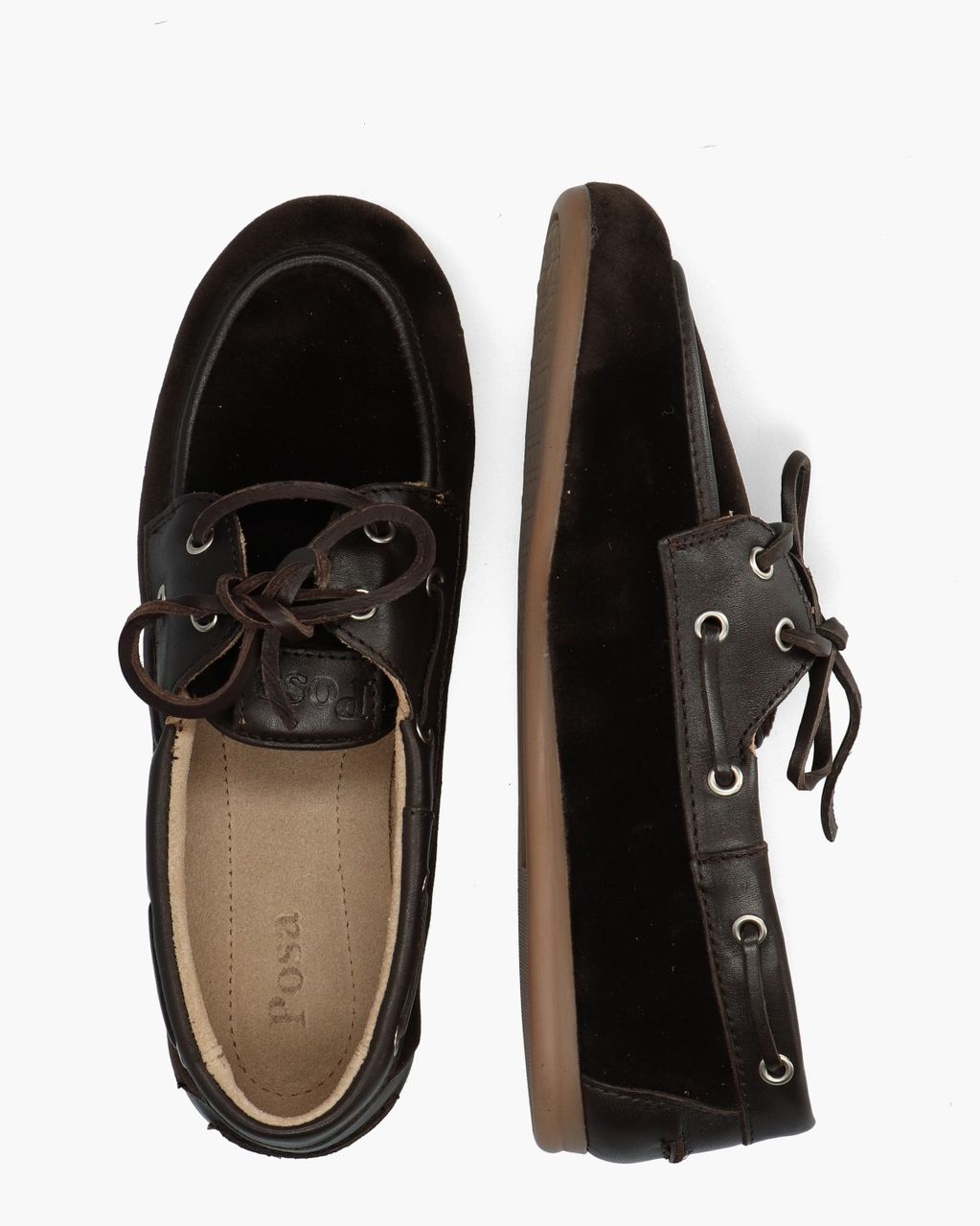 Boat Loafer Velvet Donkerbruin Dames Veterschoenen