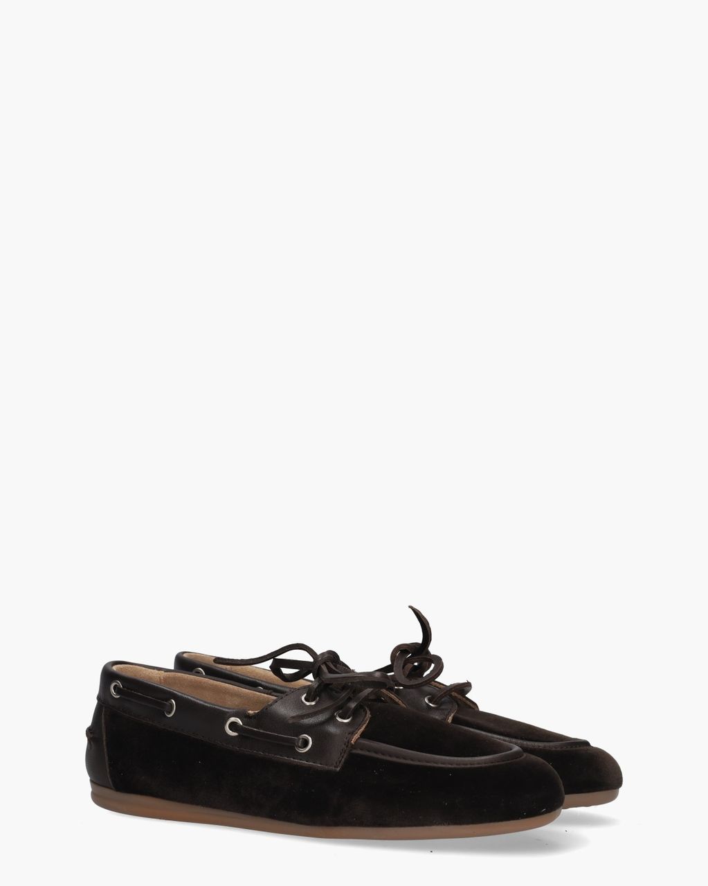 Boat Loafer Velvet Donkerbruin Dames Veterschoenen
