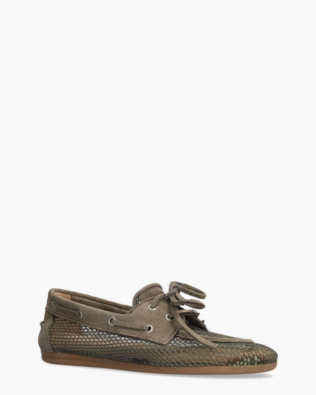 Boat Loafer Mesh Khaki Dames Veterschoenen