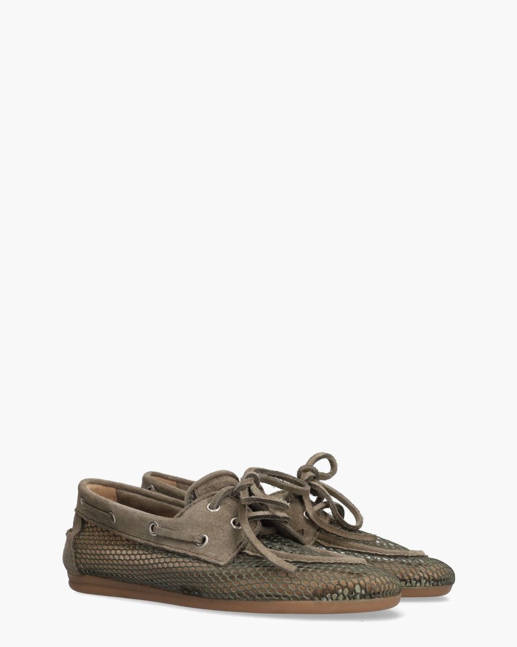 Boat Loafer Mesh Khaki Dames Veterschoenen