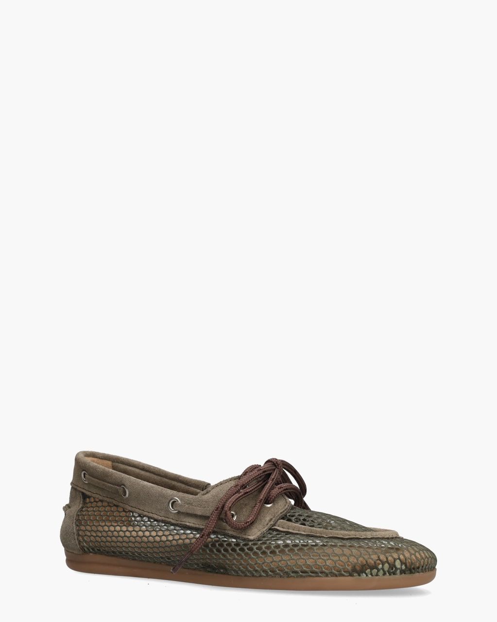 Boat Loafer Mesh Khaki Dames Veterschoenen