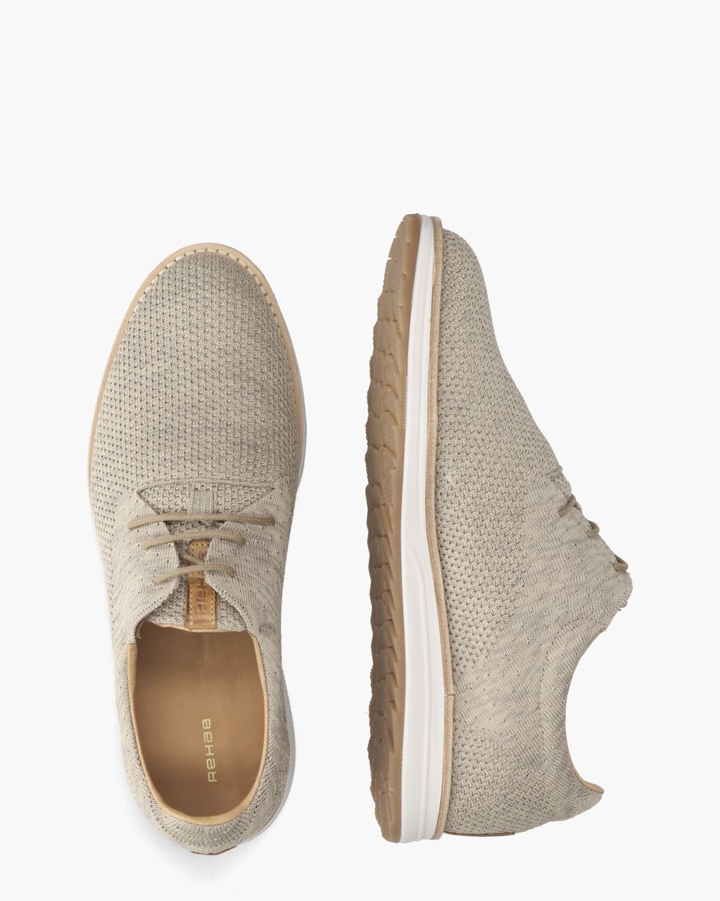 Nolan Knit Beige Heren Veterschoenen