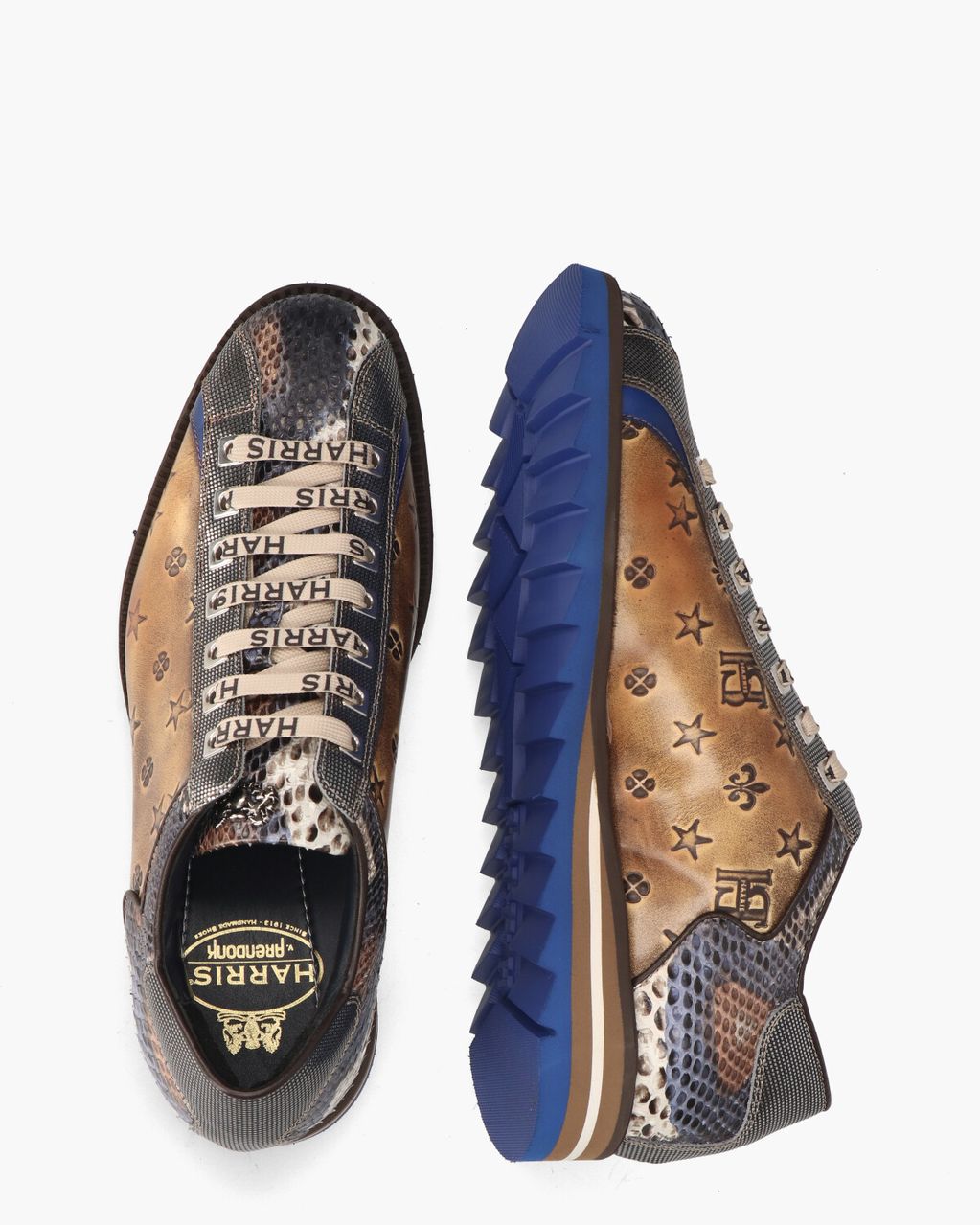 0818 Bruin/Blauw Herensneakers