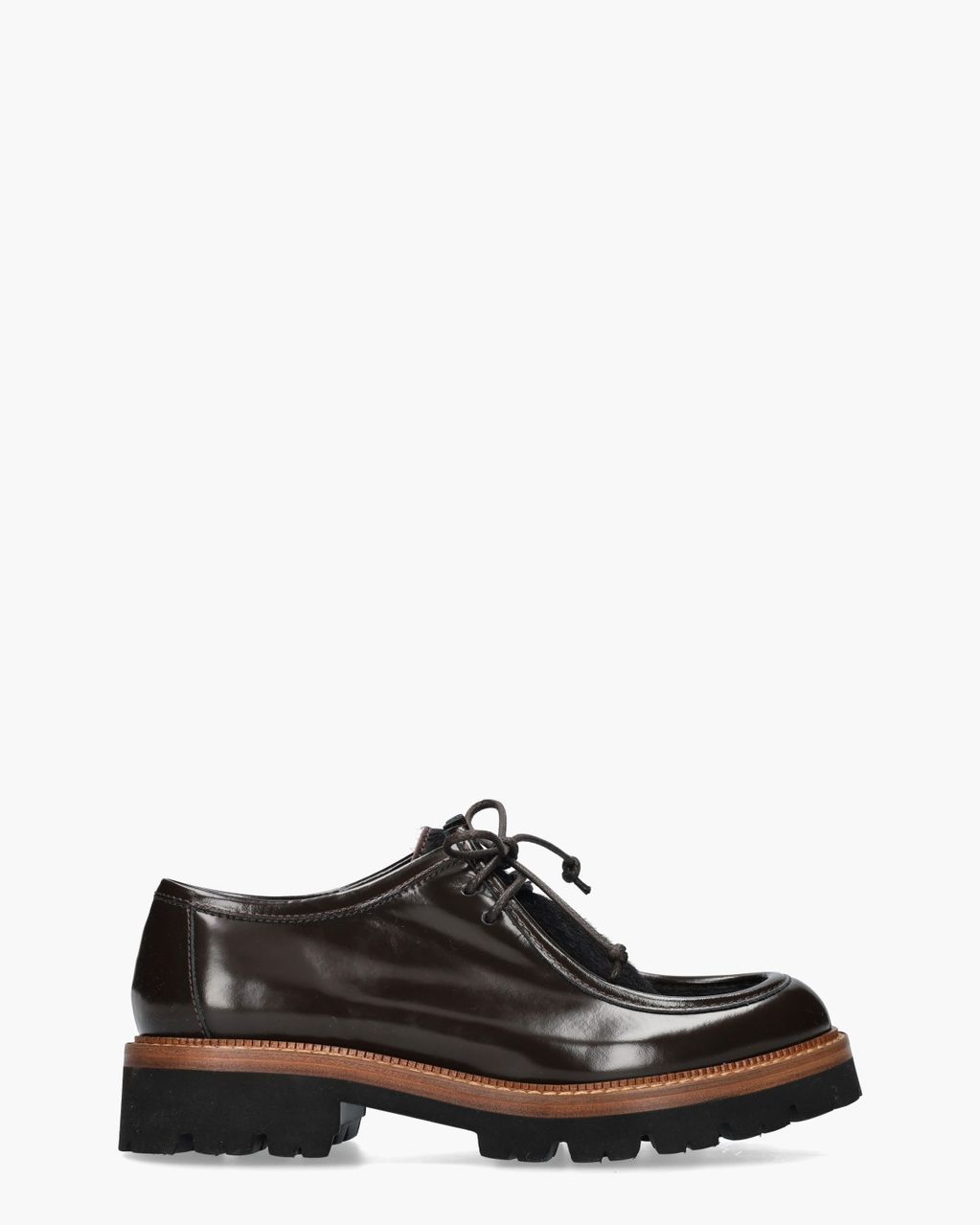 3225 Donkerbruin Dames Veterschoenen