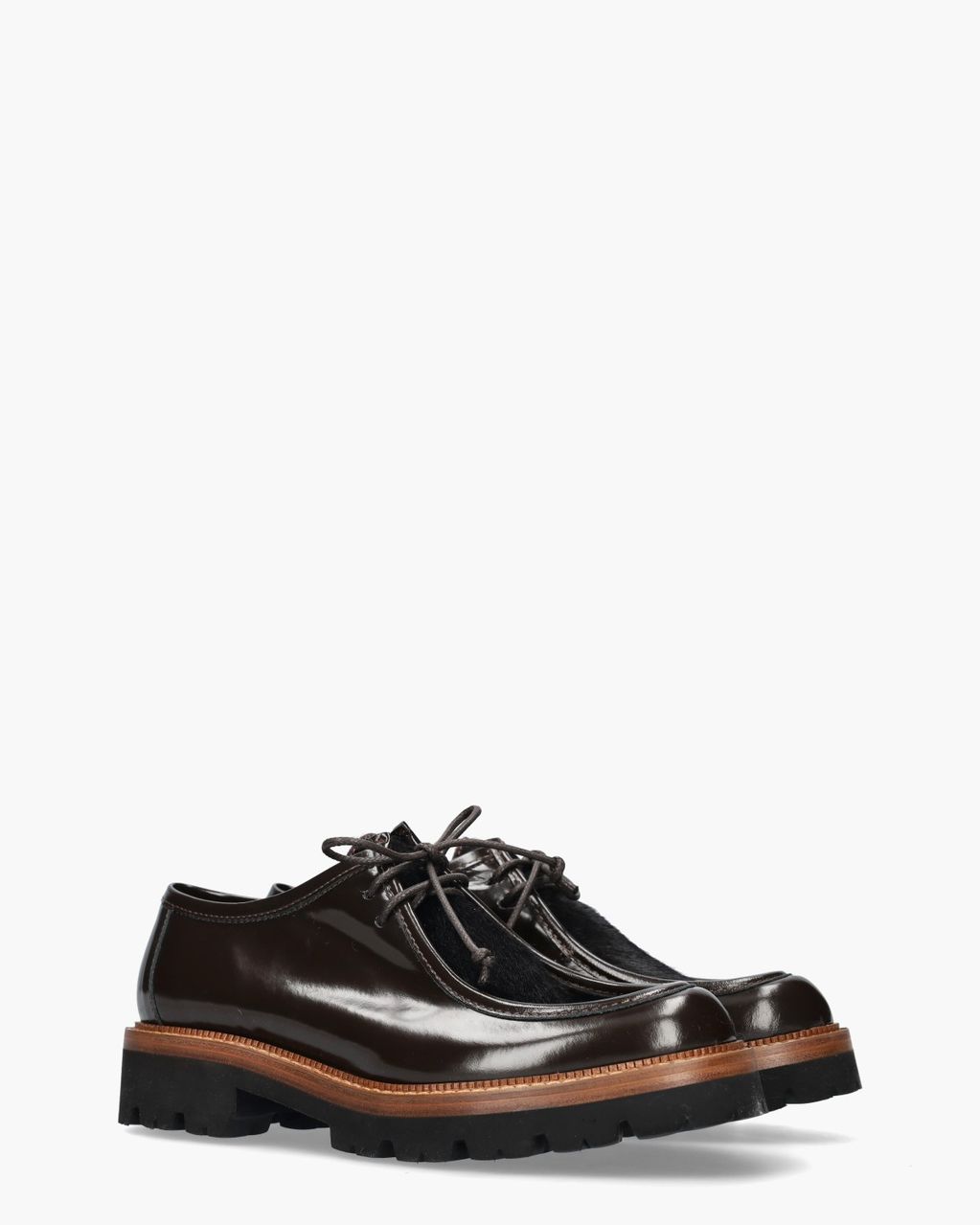 3225 Donkerbruin Dames Veterschoenen