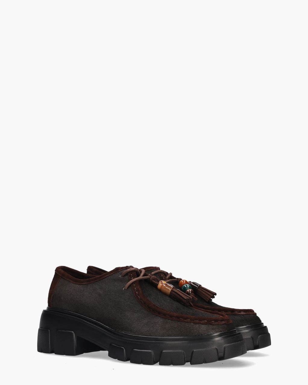 Amely Donkerbruin Dames Veterschoenen
