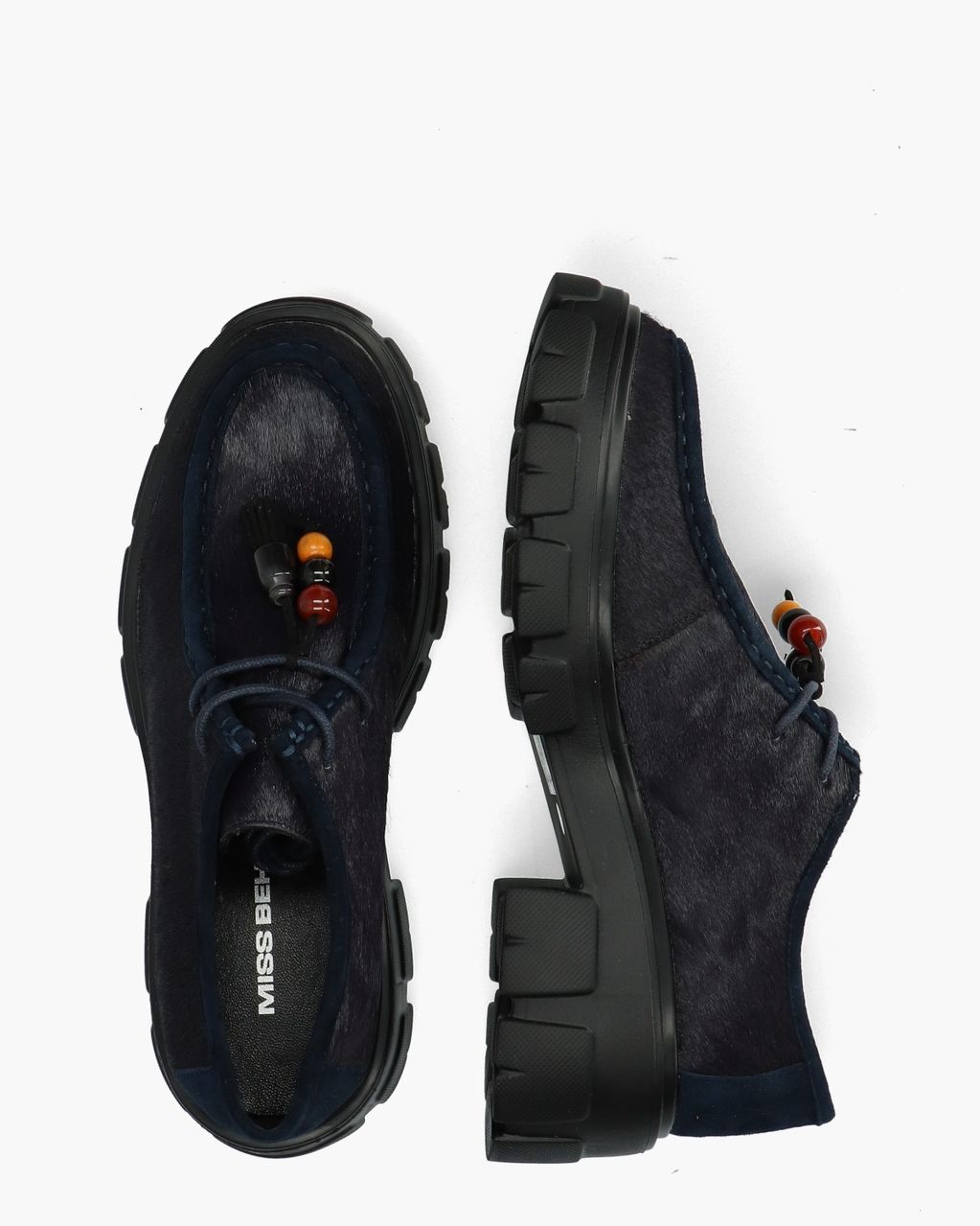 Amely Donkerblauw Dames Veterschoenen