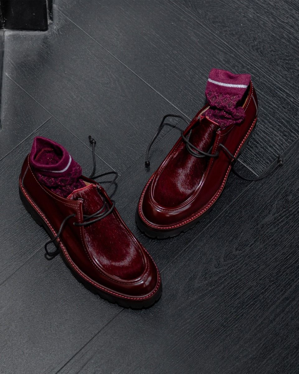 3225 Bordeauxrood Dames Veterschoenen