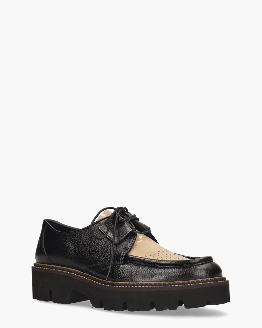 32756 Zwart/Beige Dames Veterschoenen