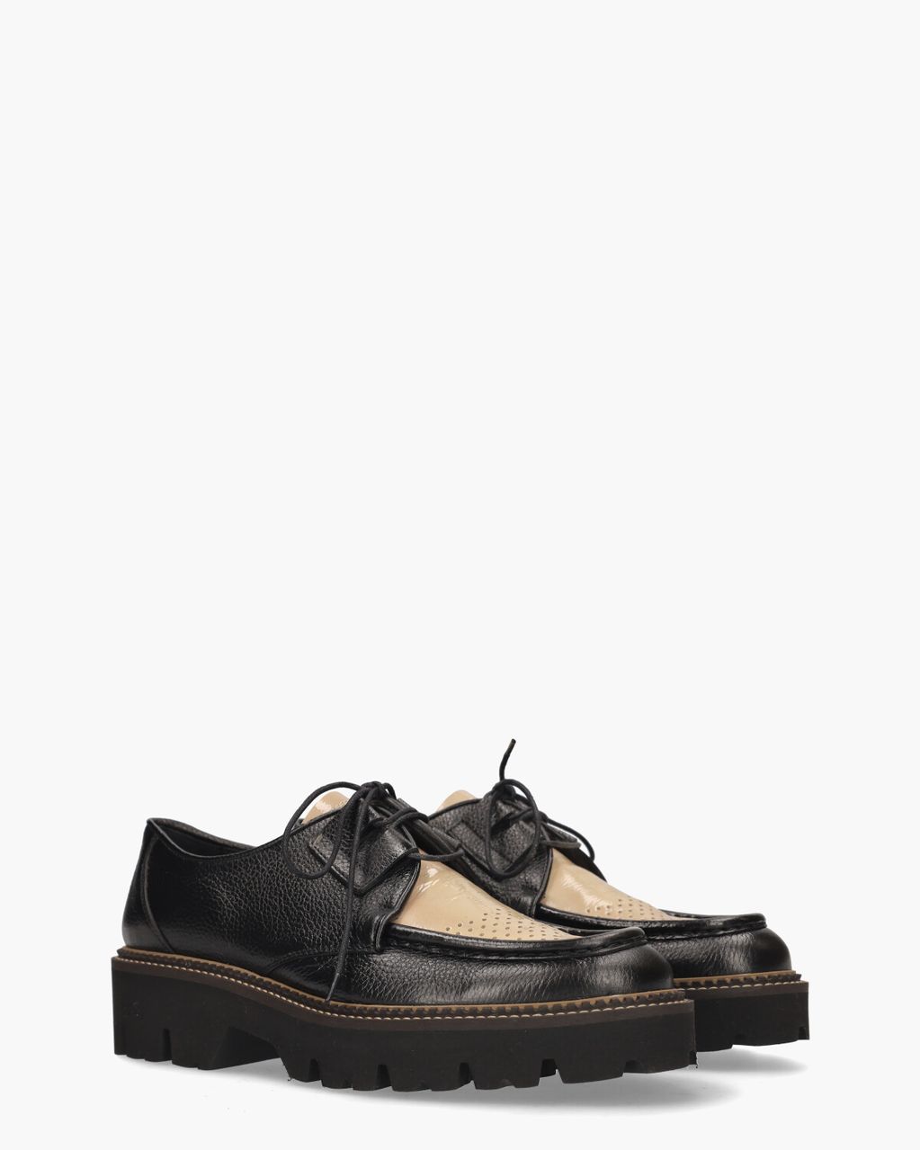 32756 Zwart/Beige Dames Veterschoenen