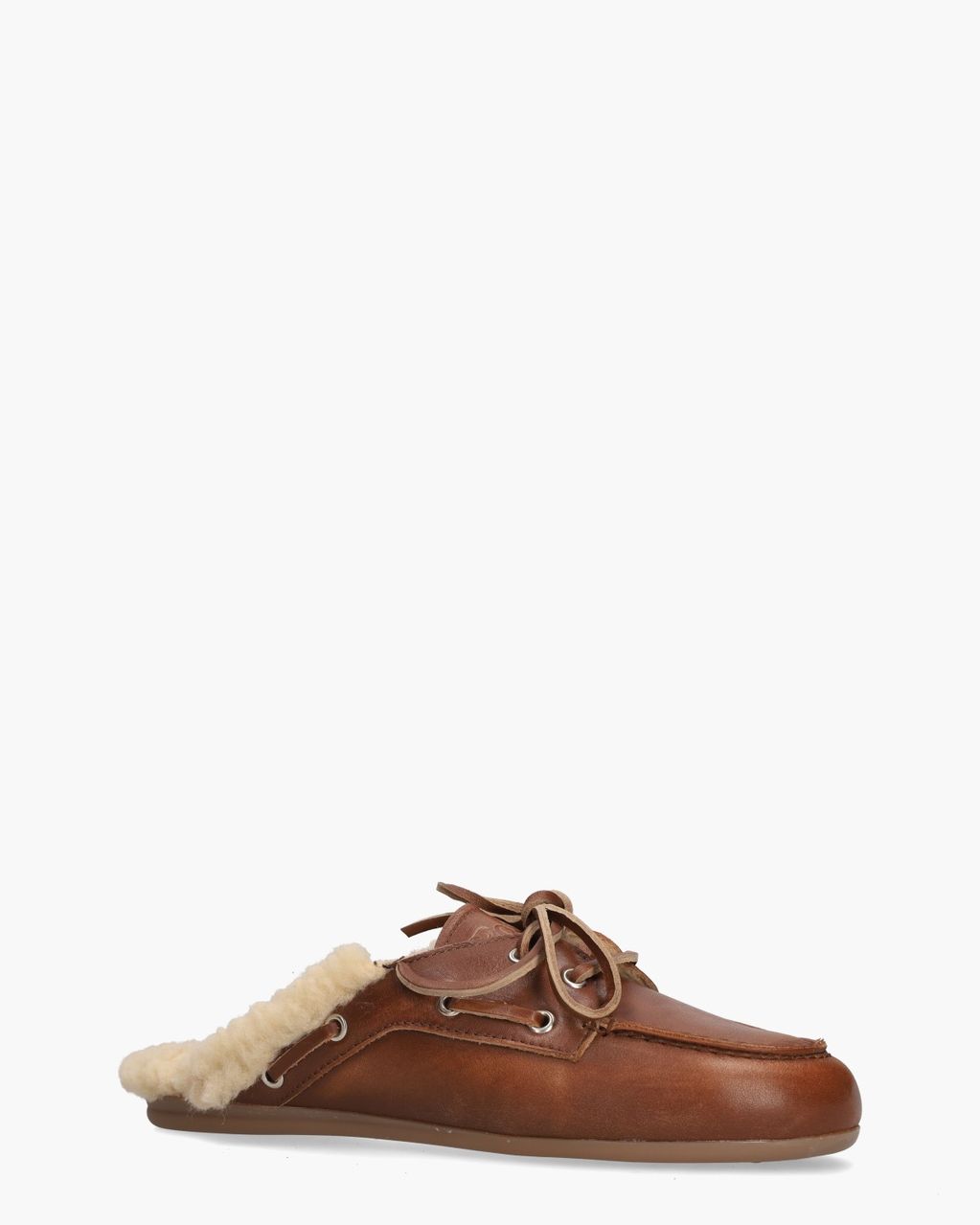Boat Loafer Mule Fur Cognac Damesslippers