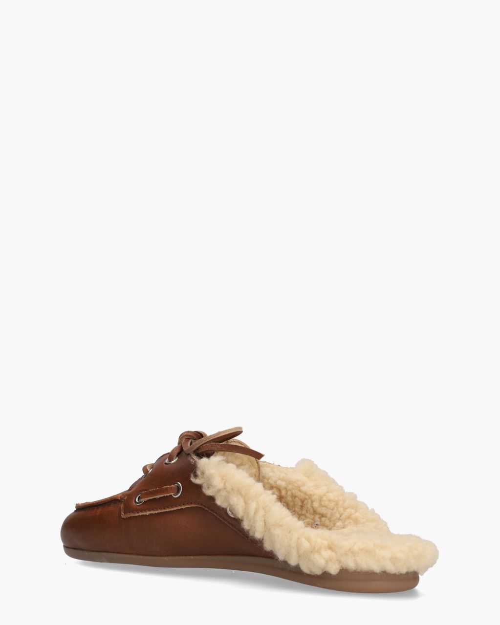 Boat Loafer Mule Fur Cognac Damesslippers