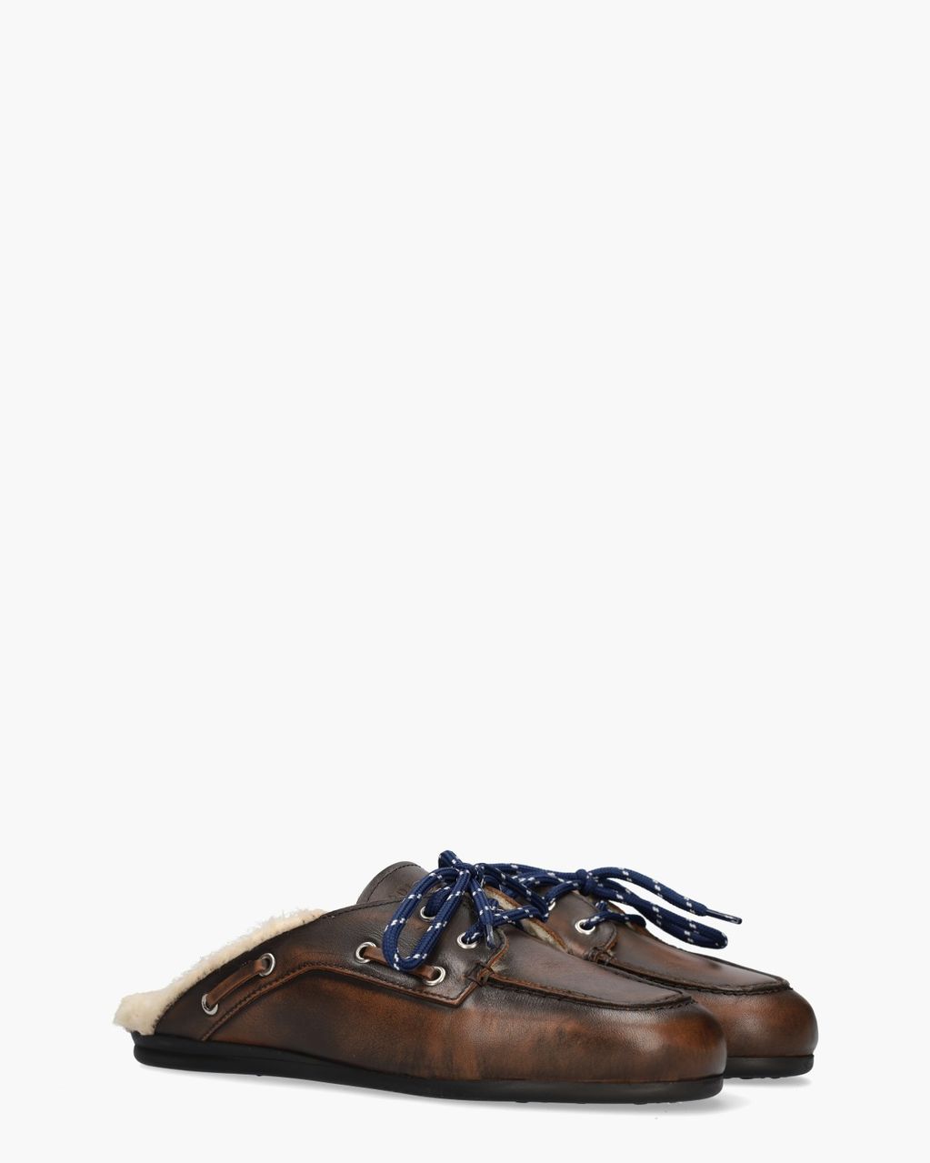 Boat Loafer Mule Fur Donkerbruin Damesslippers