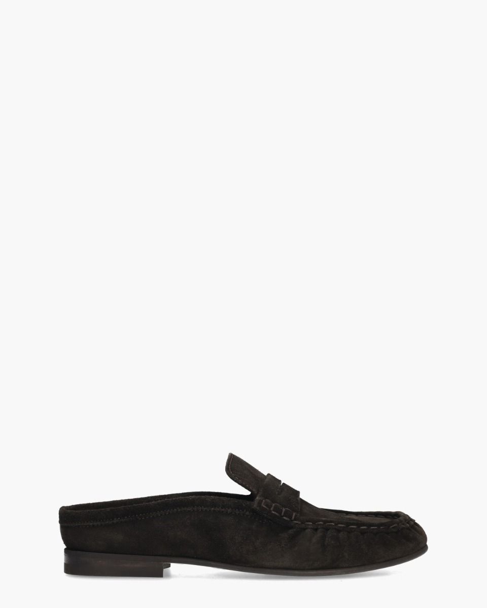 Penny Loafer Wrinkle Mule Donkerbruin Damesslippers