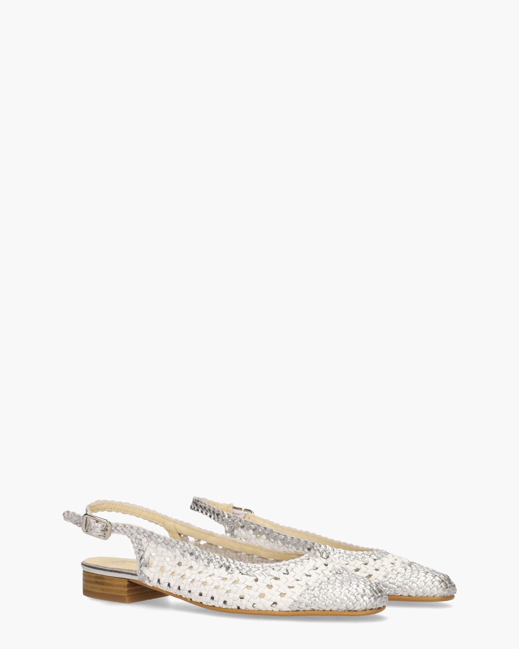 17040 Wit/Zilver Dames Slingbackloafers
