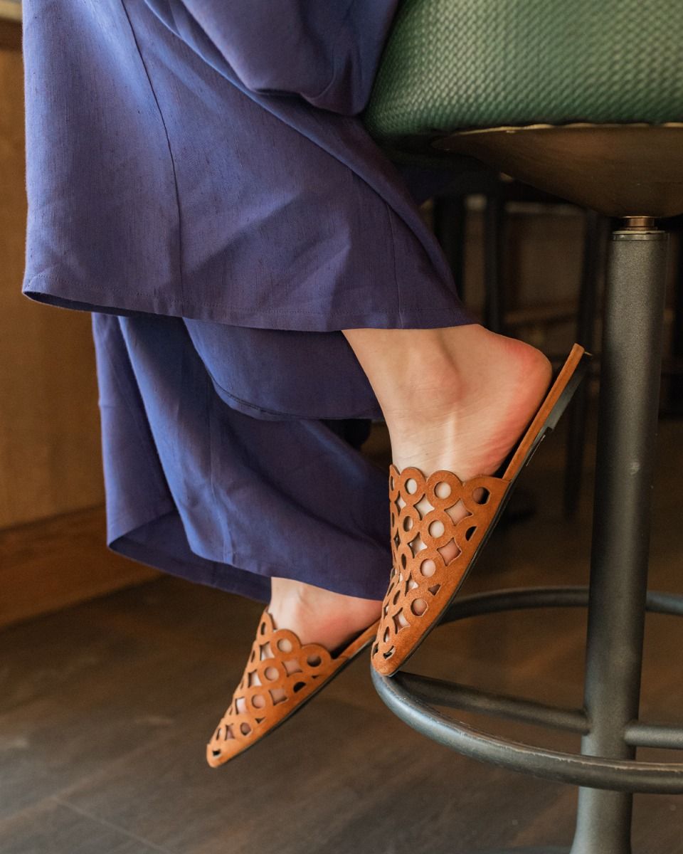 Oribu Cognac Damesslippers