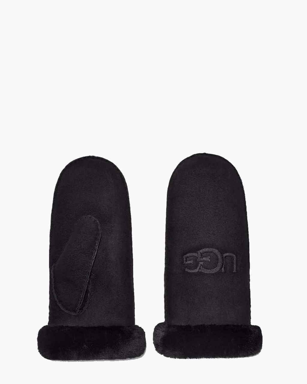 Sheepskin Embroider Mitten Black Dameswanten