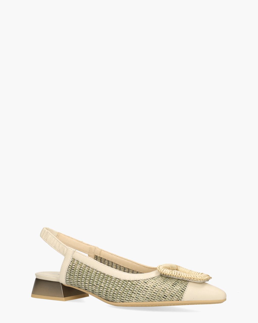 RHV254046 Off-White/Lichtgroen Dames Slingbackpumps