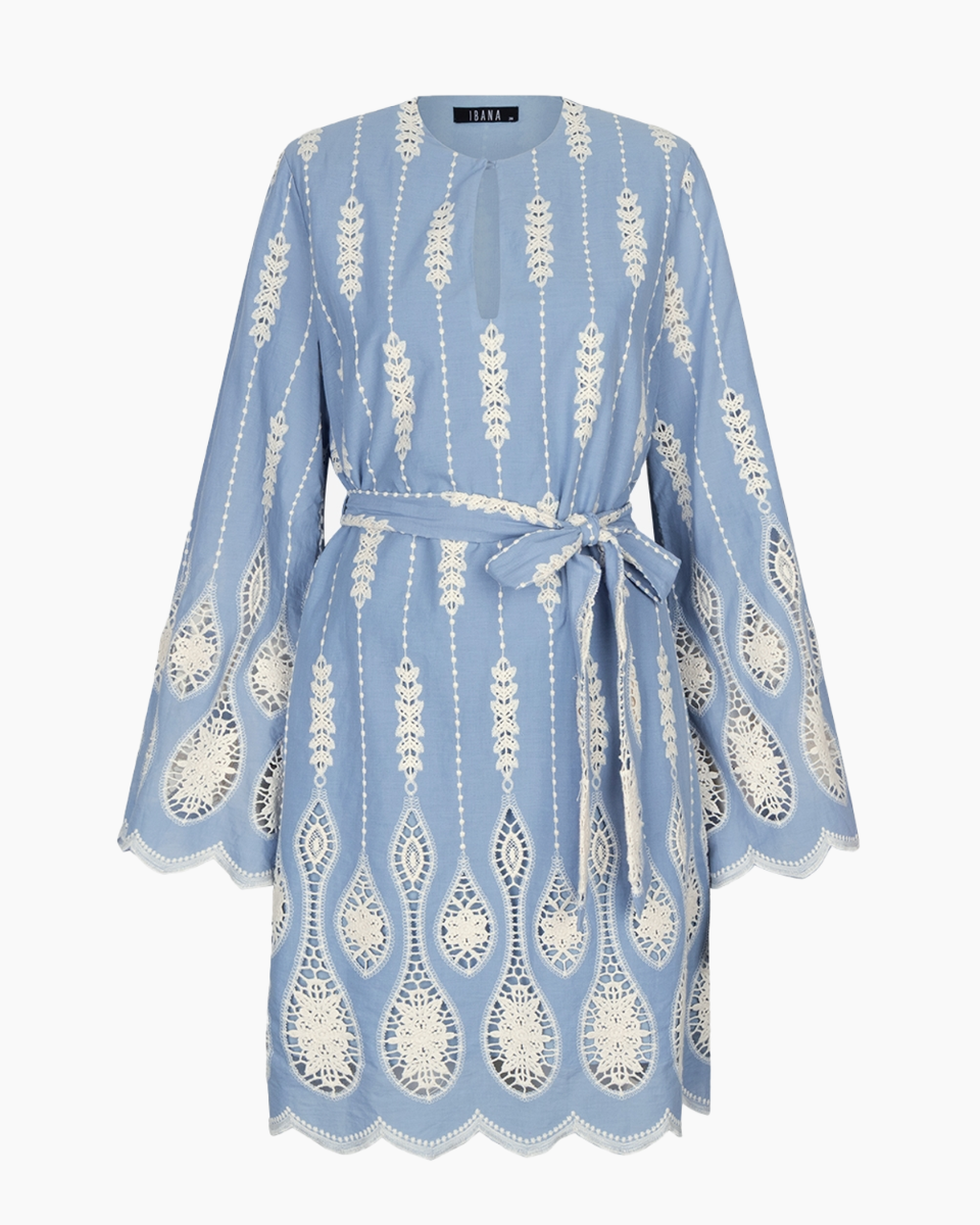 Danna Lichtblauw/Off-White Damesjurk