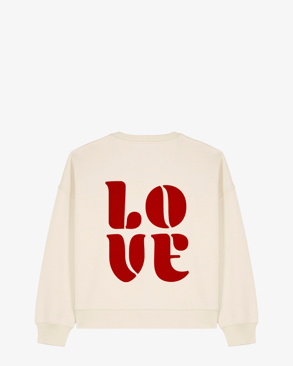 Love Off-White/Rood Damessweater