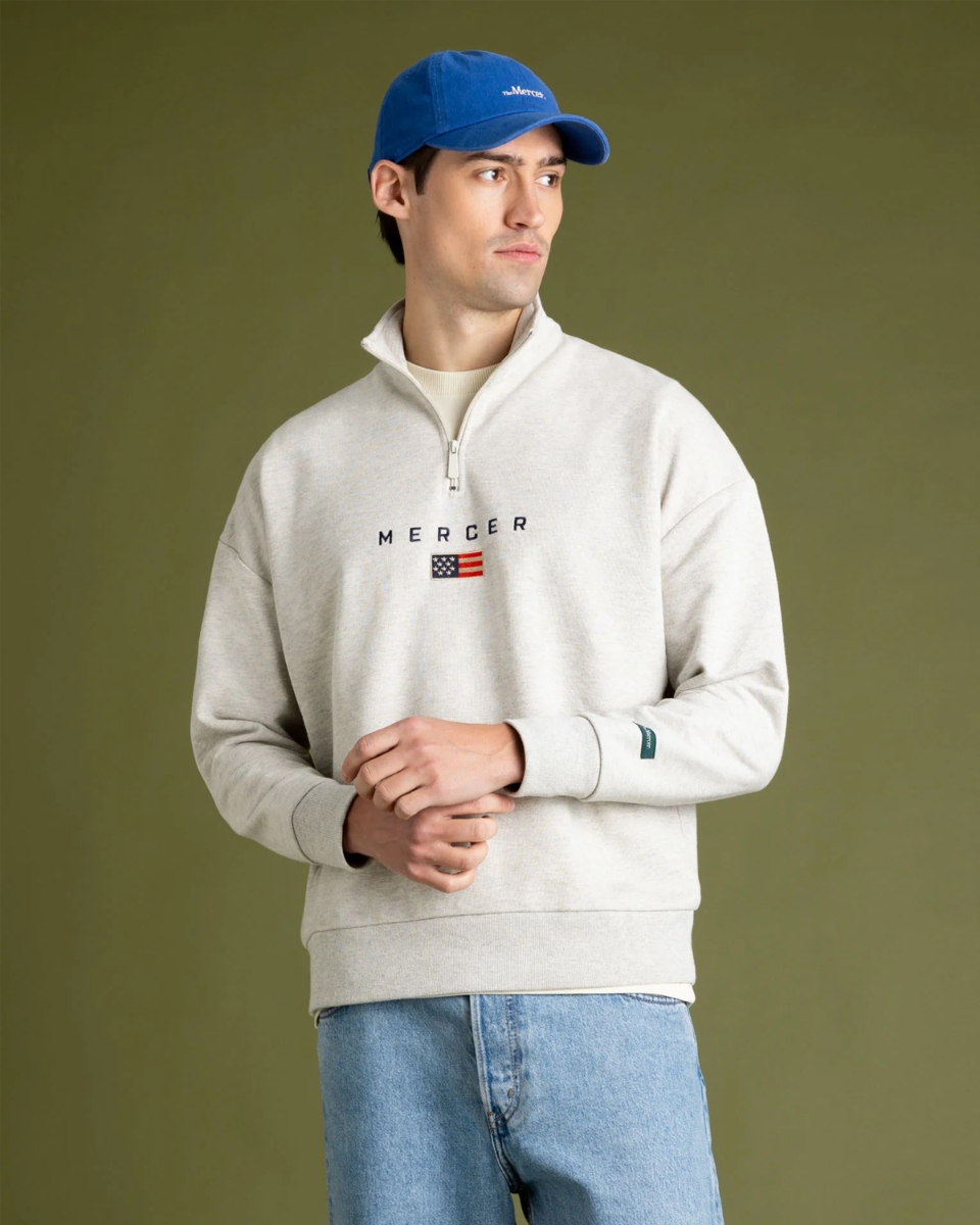The Mercer Quarter Zip Lichtgrijs Sweater