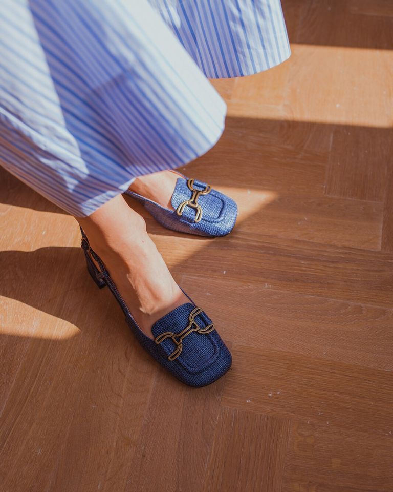 Renee Blauw Slingbackloafers
