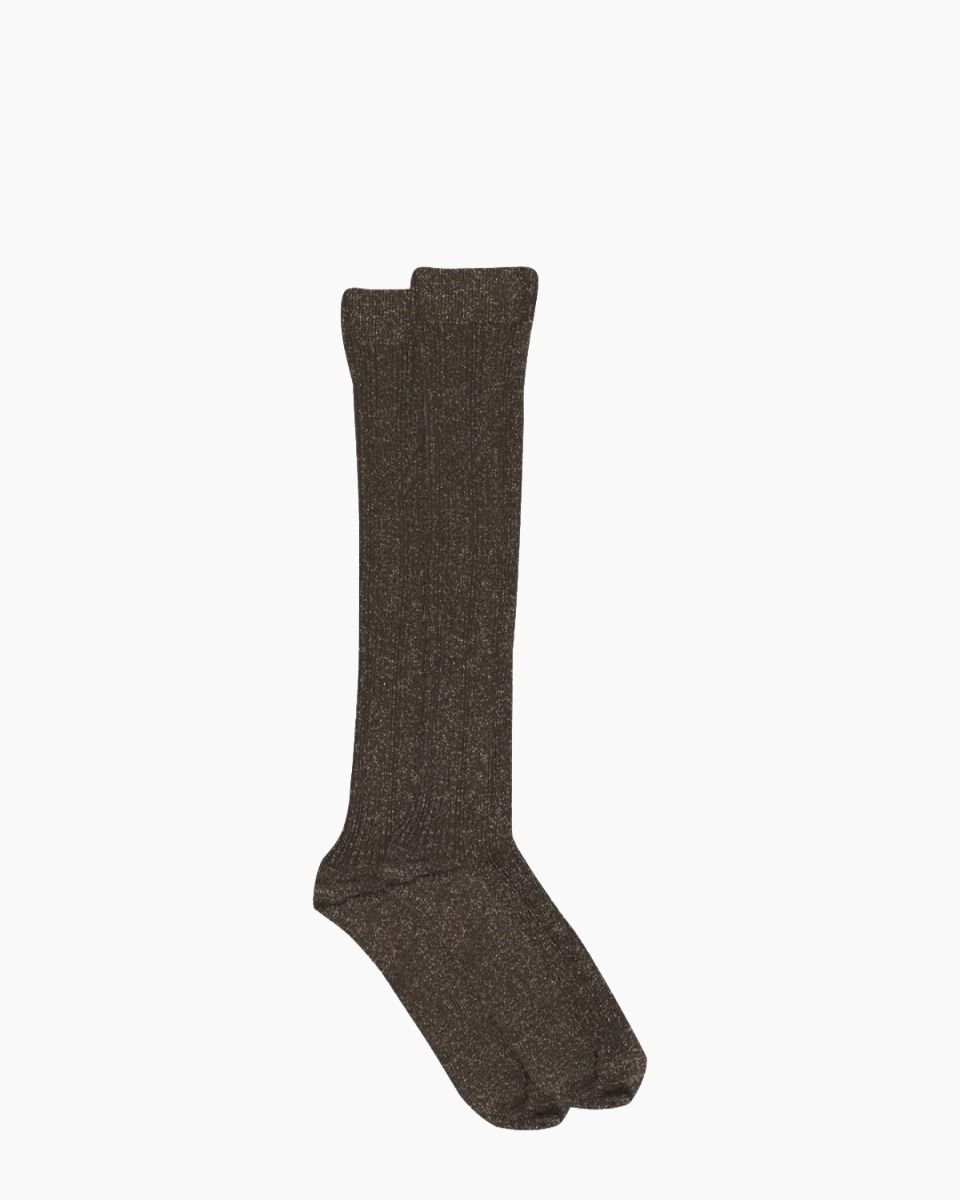 Julia Glitter Knee Socks Donkerbruin Damessokken