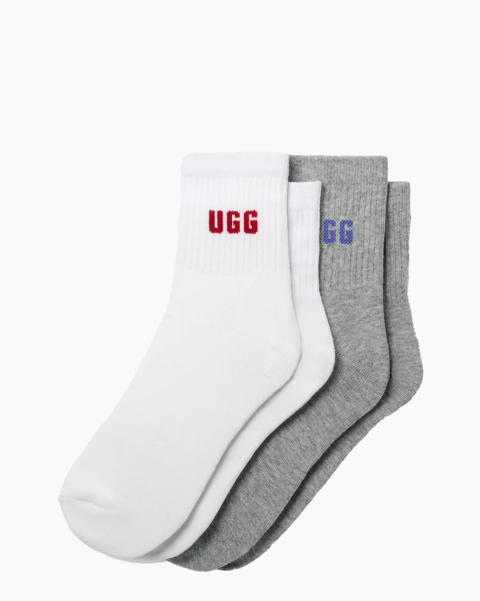 Quinlin Logo Quarter 2 Pack Socks Wit/Grijs Damessokken