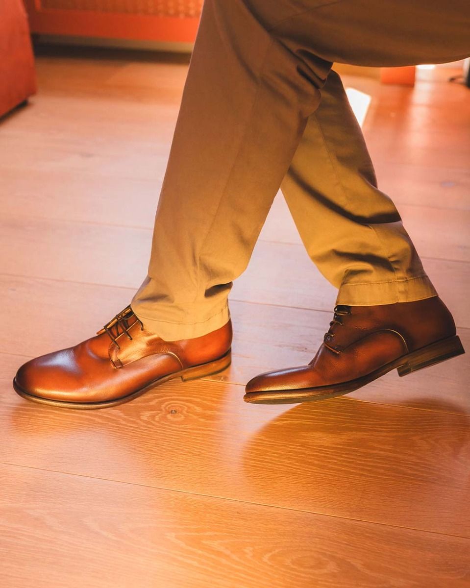 10941E Cognac/Bruin Heren Veterboots